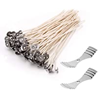 LUTER 100 Piezas Mechas Para Velas Naturales y 2 Soporte para Velas 6 Pulgadas Candle Wicks para Fabricación de Velas